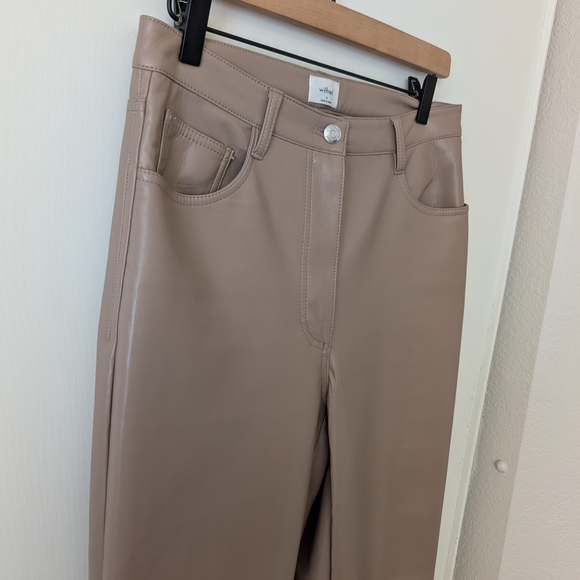 Aritzia Wilfred Womens 8 Tan Faux Leather Pants Bikercore Cyberpunk Preppy - Picture 4 of 8